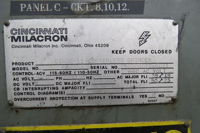 Cincinnati No. 15 Mdl. Cinco-DE, centerless grinder, 4.75" diameter work capacity, 8" Infeed work rest, 24" - Image 6