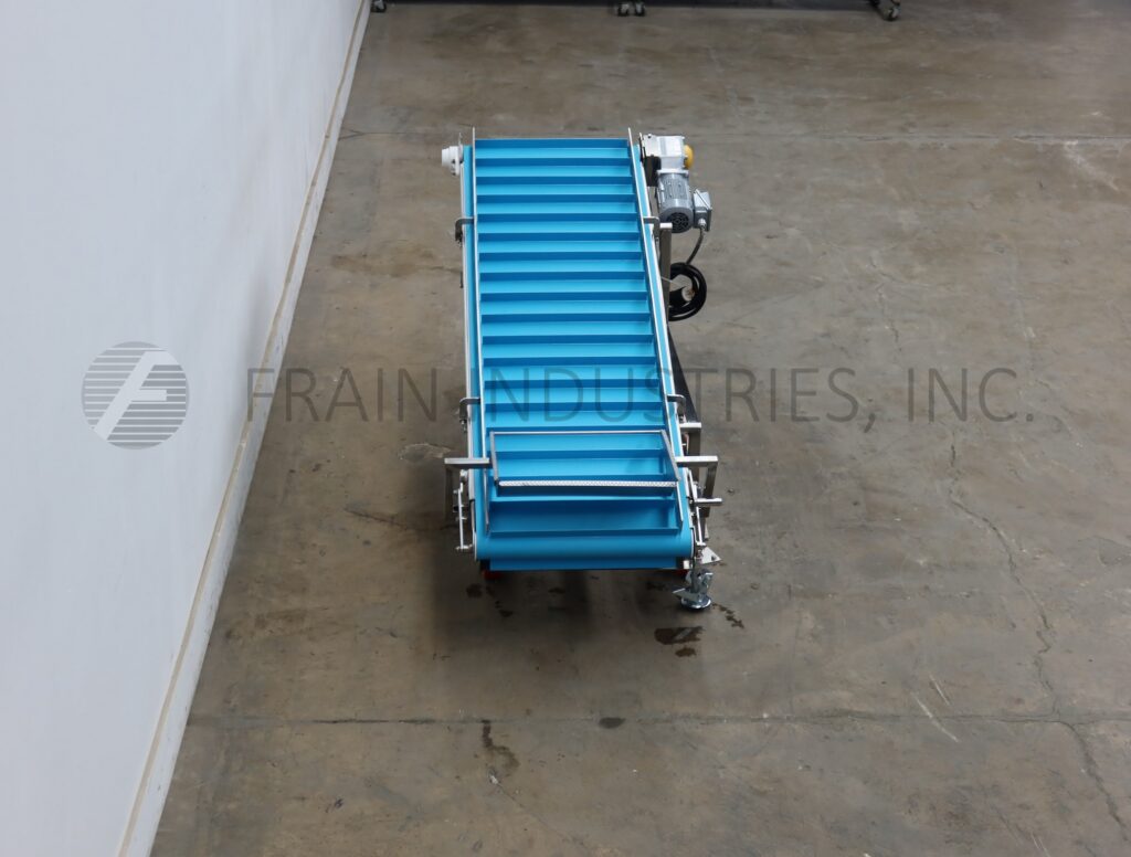 304 Stainless Steel inclined cleated conveyor, 24" wide x 74" long food grade belt - Image 4