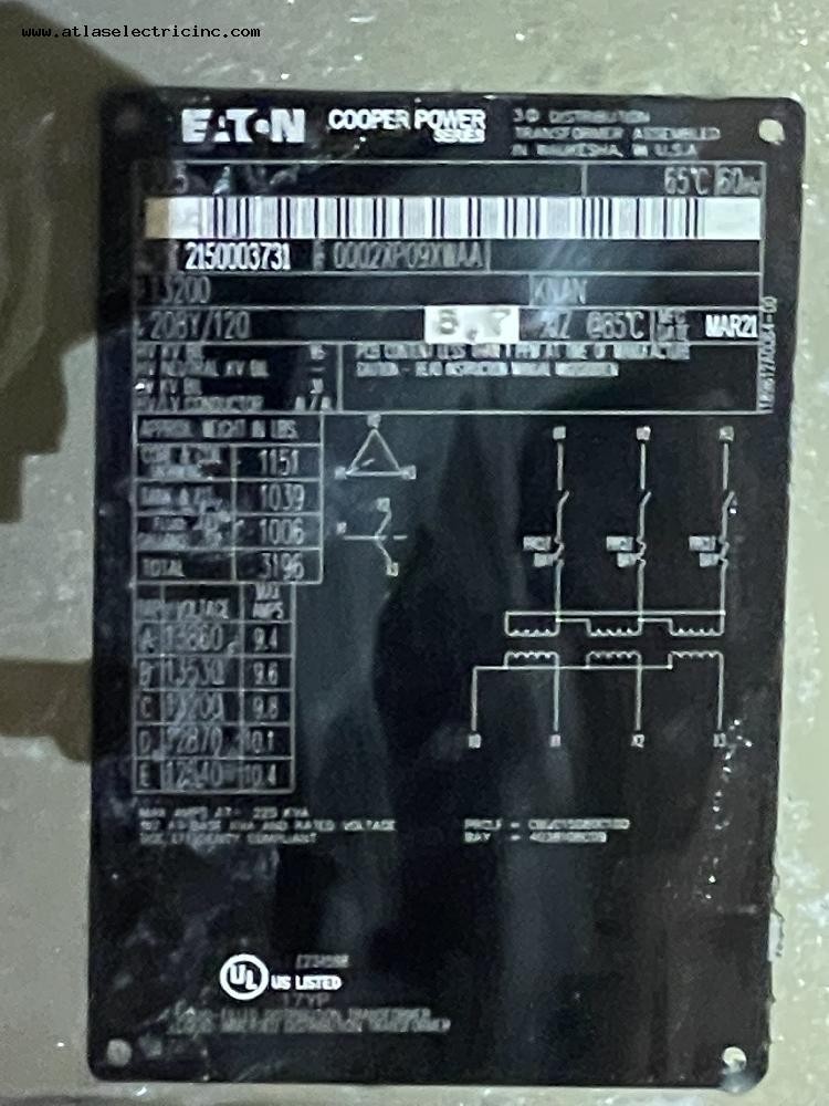 225 KVA 13200 Primary, 208Y/120 Secondary, Cooper Oil Filled Padmount Transformer, 3 Phase - Image 2