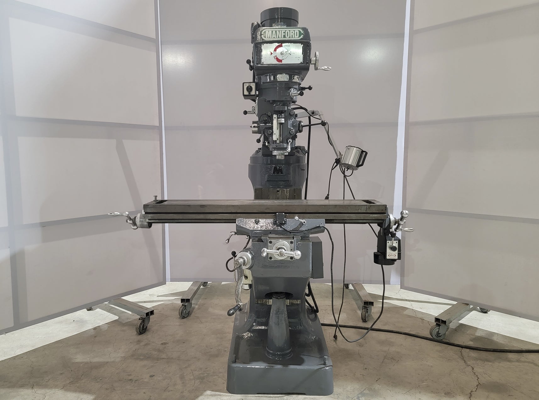 Manford #SP-150VS-Meehanite, vertical mill, 9" x49" tbl., 3 HP, R8, variable speed, X-Axis automatic feed - Image 1