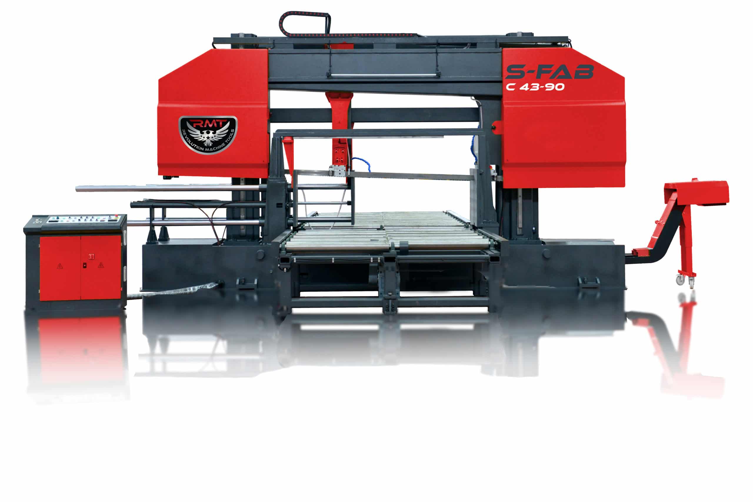 43.3" x 90.5" or 51.2" x 51.2" RMT S-FAB #C-43-90 / #C-51-51, semi automatic column bandsaw, chip conveyor - Image 1