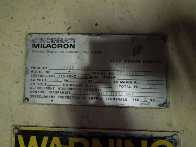 18" x 48" Cincinnati, universal cylindrical grinder, 18" x 2" x 5" grinding wheel, 6500 SFPM, 5 HP, 1980 - Image 2