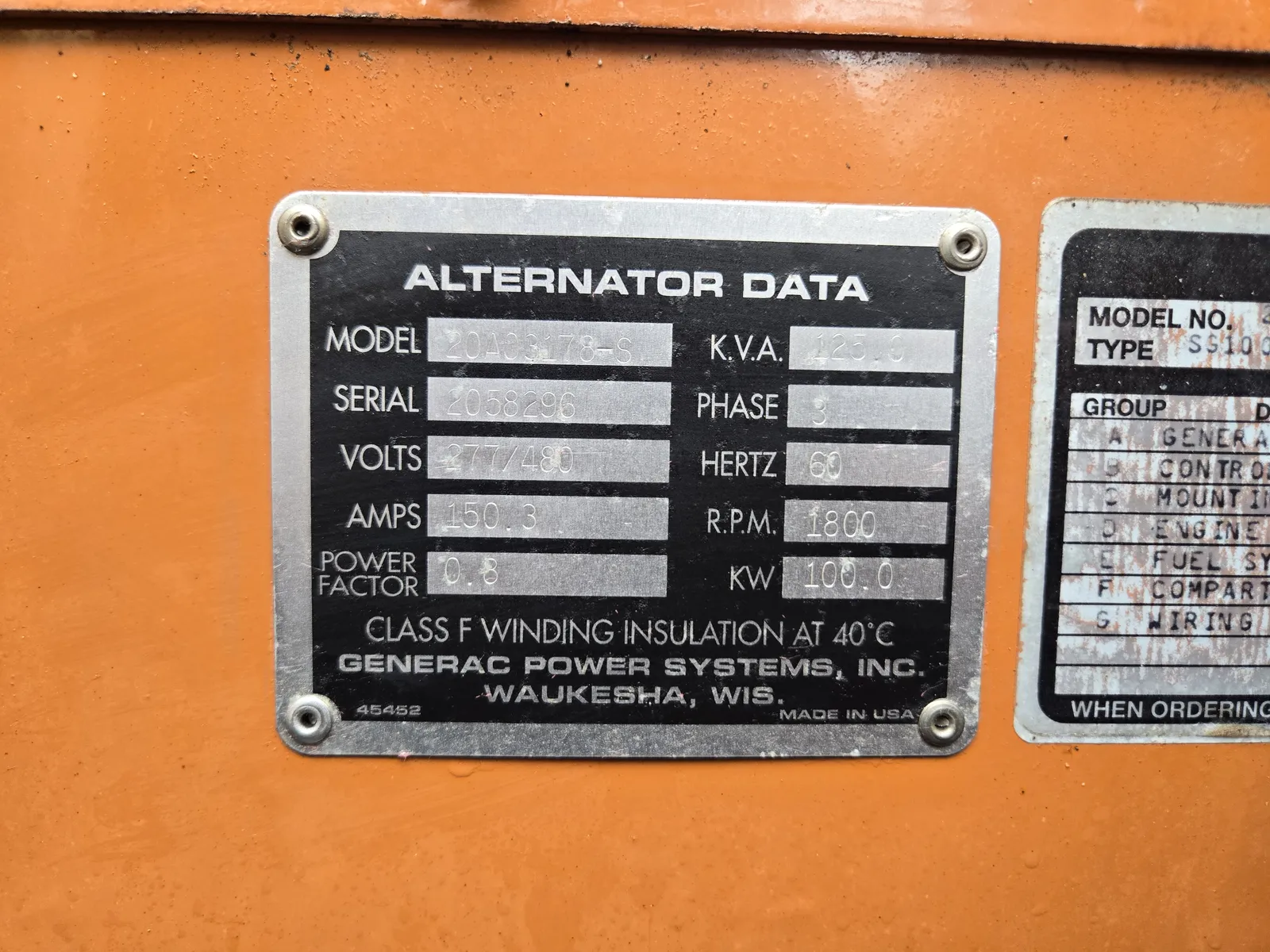 100 KW Generac, Natural gas industrial generator, 277/480 Volts - Image 4