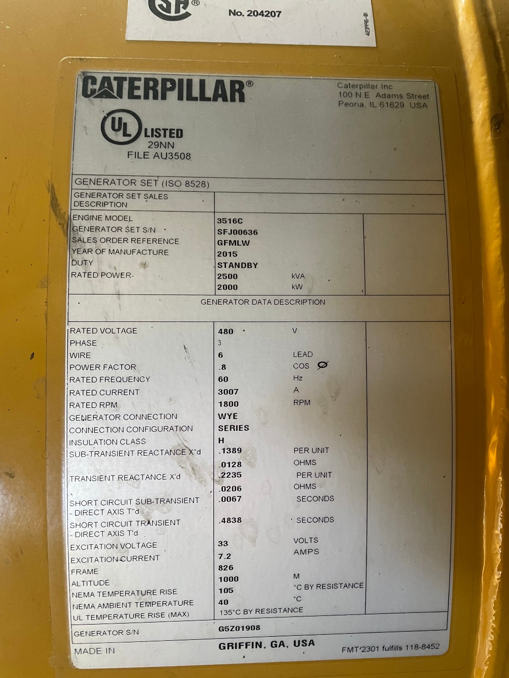2000 KW Caterpillar #3516C, stationary generator set, diesel, 1800 RPM, 480 Volts, 165 hours, 2015 - Image 10