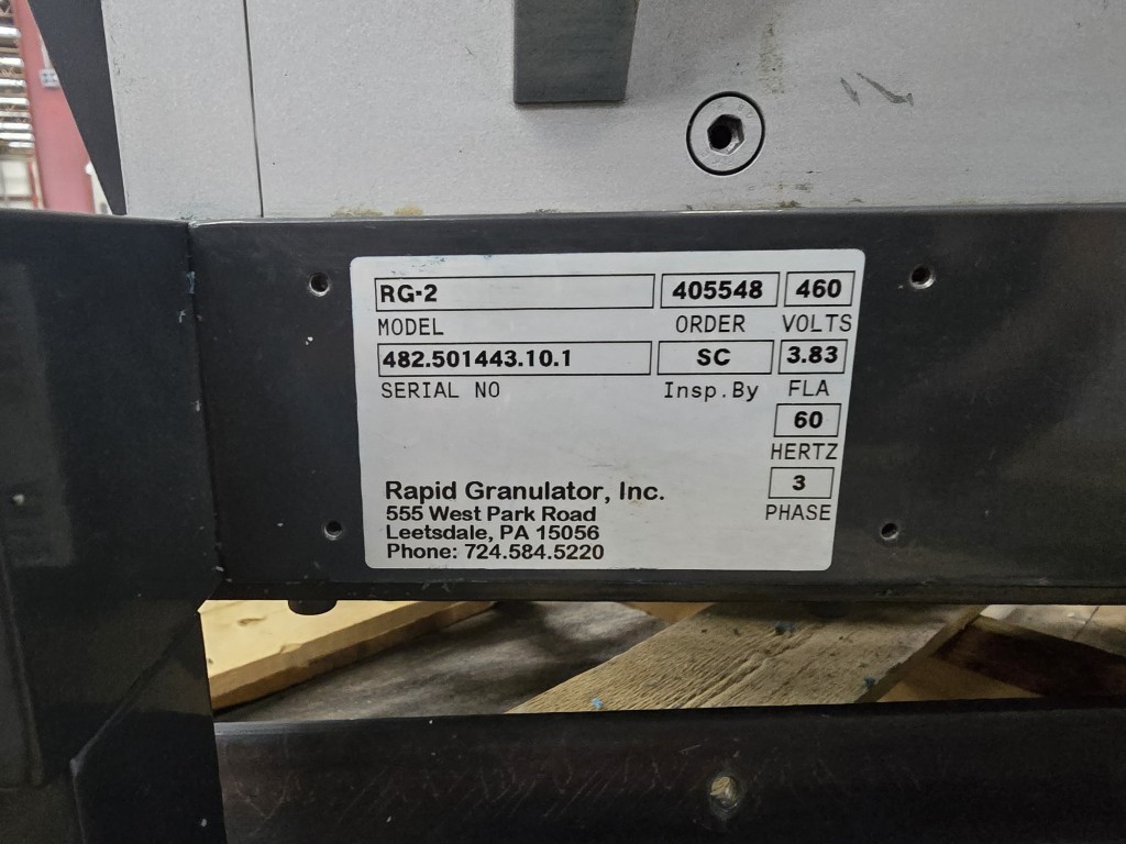 8.9" x 10.4" Rapid #RG2, granulator, 3 HP, 2 bed knives, 3 fly knives - Image 3