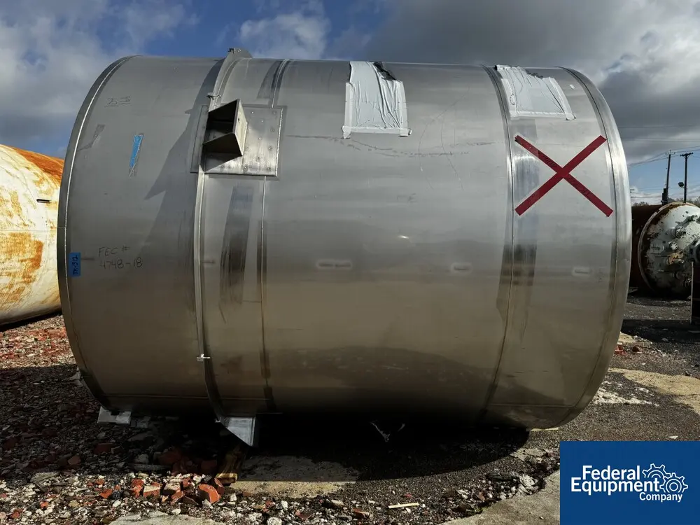 6800 Gal ICCNW Mix Tank, 304 Stainless Steel, 5 HP, 120" diameter x 132", dish bottom, baffles, 2021 - Image 1