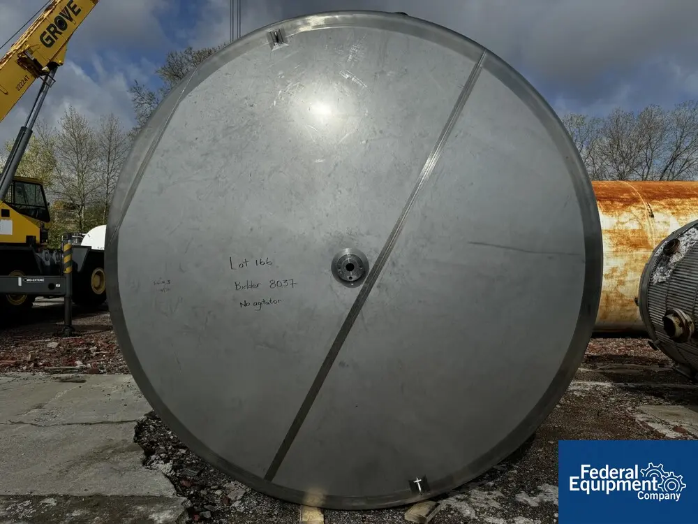 6800 Gal ICCNW Mix Tank, 304 Stainless Steel, 5 HP, 120" diameter x 132", dish bottom, baffles, 2021 - Image 4