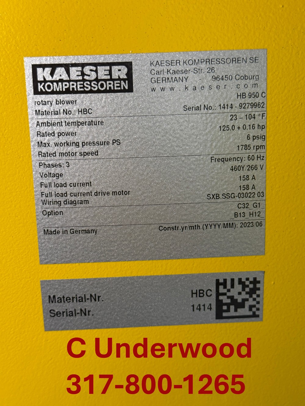 6 psig, Kaeser #Omega-HB-950-C, centrifugal blower, 125 HP, full enclosure, Plus Package, new - Image 2