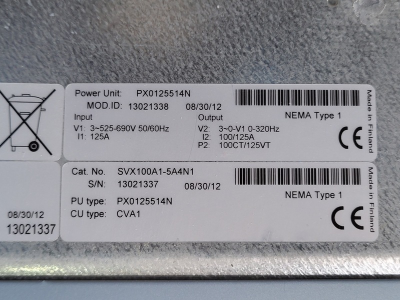 100 HP Eaton, SVX100A1-5A4N1, VFD, 690 Volts, 125 amps, new surplus - Image 3