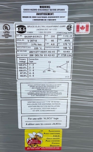 200 KVA 480Y/277 Primary, 208 Delta Secondary, Rex Power Magnetics, for solar applications, new - Image 2