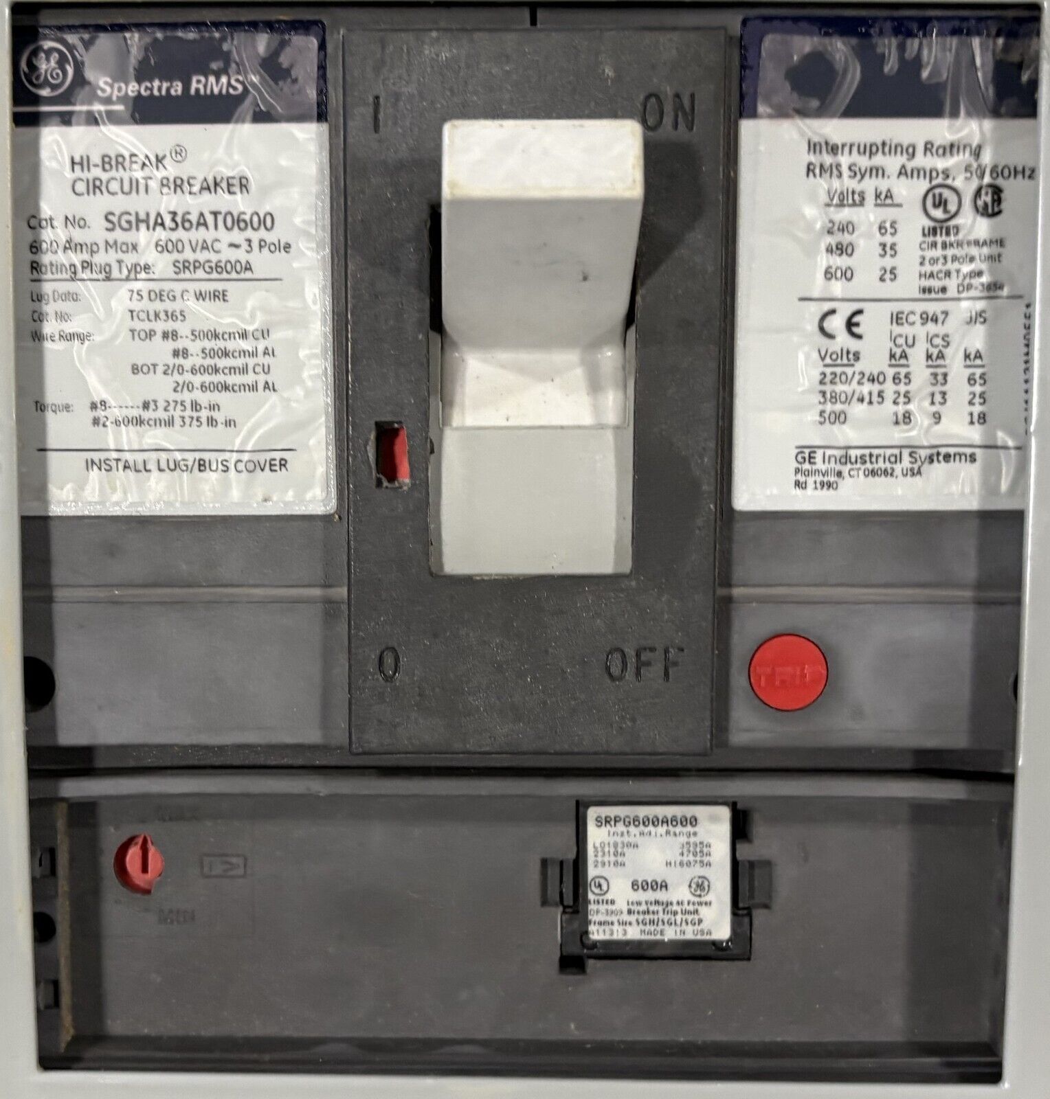 1200 Amp. General Electric #Spectra-Series, Main Power Panelboard, w/ (1)1200A/(2)600A/(3)150A/(1)100A Breaker - Image 6
