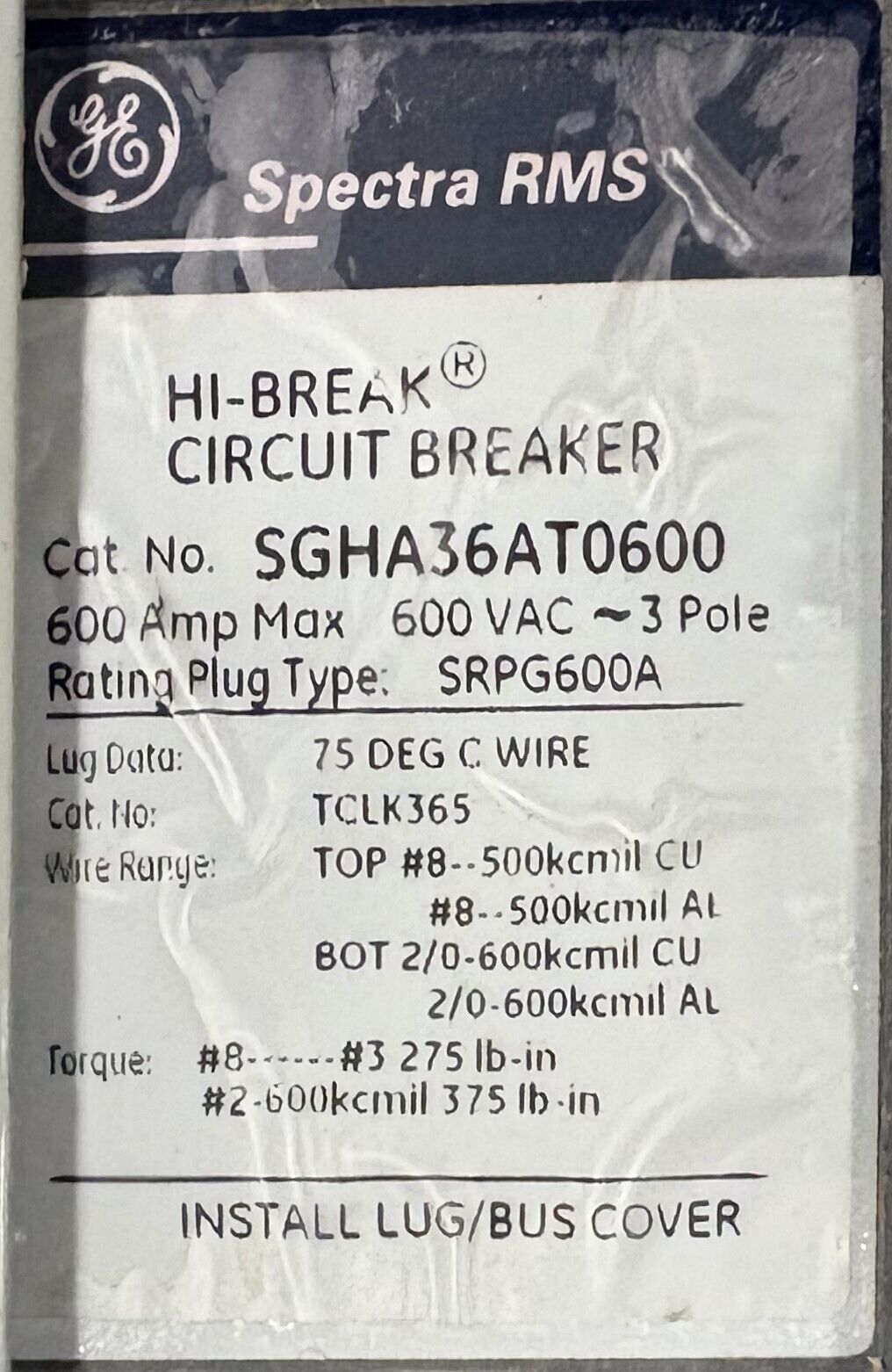 1200 Amp. General Electric #Spectra-Series, Main Power Panelboard, w/ (1)1200A/(2)600A/(3)150A/(1)100A Breaker - Image 7