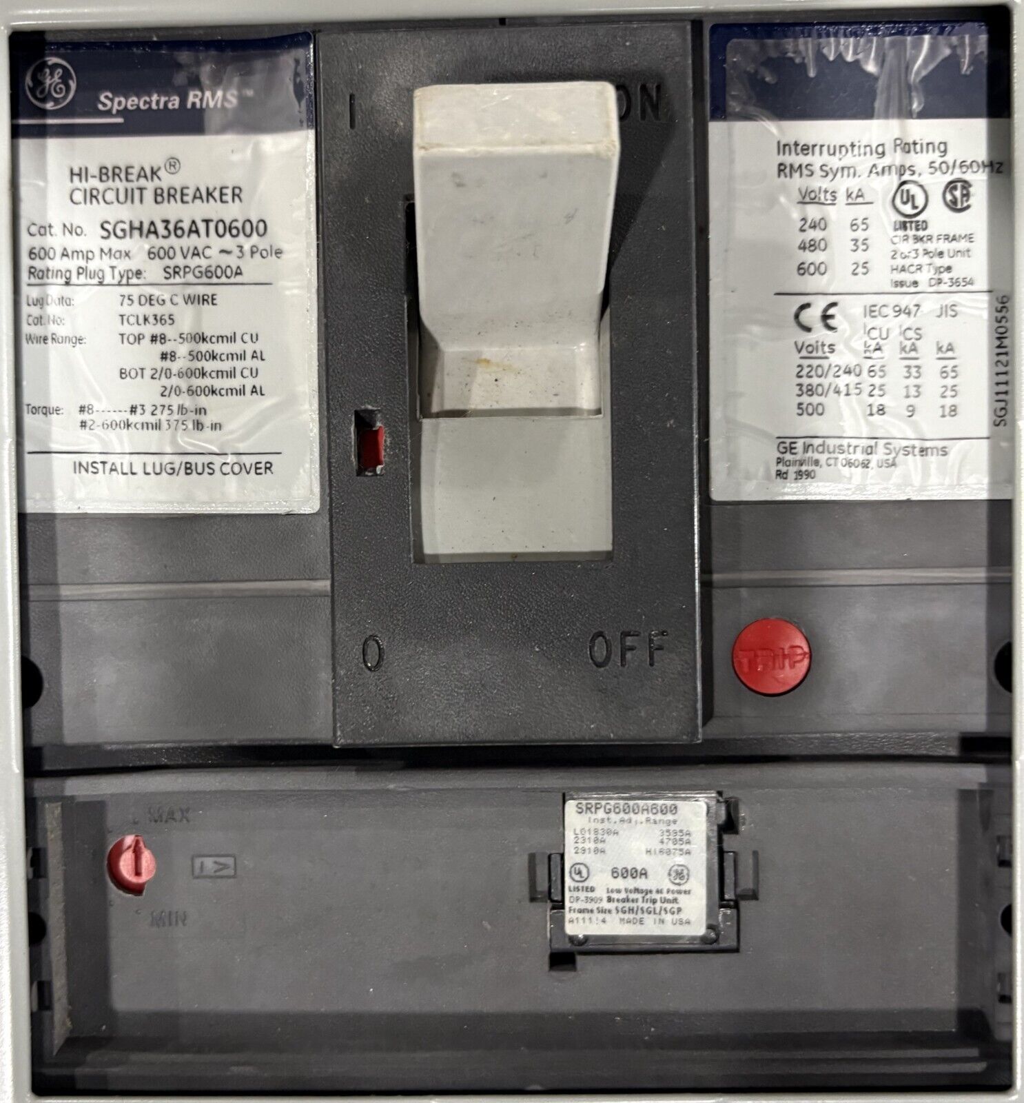1200 Amp. General Electric #Spectra-Series, Main Power Panelboard, w/ (2)600A / (1)1200A Breaker - Image 8