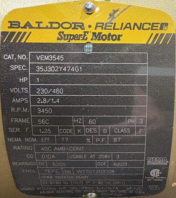100 HP 1750/2000 RPM Emerson, 3660D452100, Frame 366A, 3 phase, TEFC, 500 VA., 300 VF - Image 2