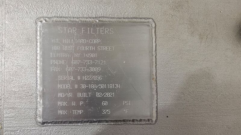 18" Star Filters #30-18A/50118134, Stainless Steel plate & frame filter, 60 psi @ 375 &deg;F, 47.28 sq.ft. - Image 6