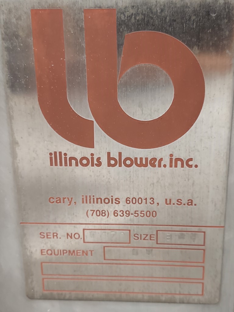 Illinois Blower #9MH, material handling fan, Stainless steel air stream contact parts, 10 HP - Image 6