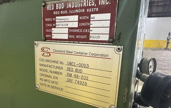 20000 lb. Red Bud #RM-48-20S, Coil Reel Uncoiler & Car, 48" Width - Image 1