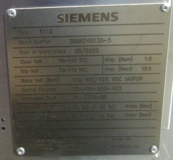 3000 Amp, SIEMENS, no. sps2-170-63-, 145-170 kV - Image 3