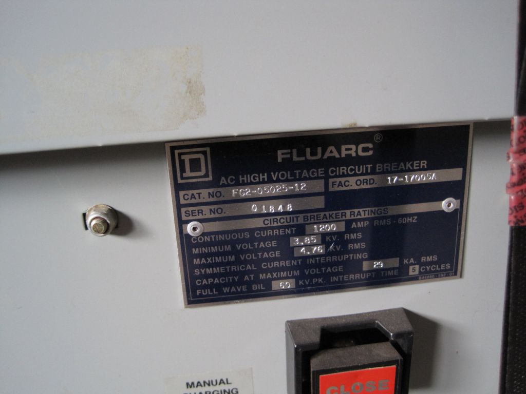 1200 Amp, SQUARE D, FLUARC, FG-2-05025-12, 5000 Volts, electrically operated, drawout - Image 1