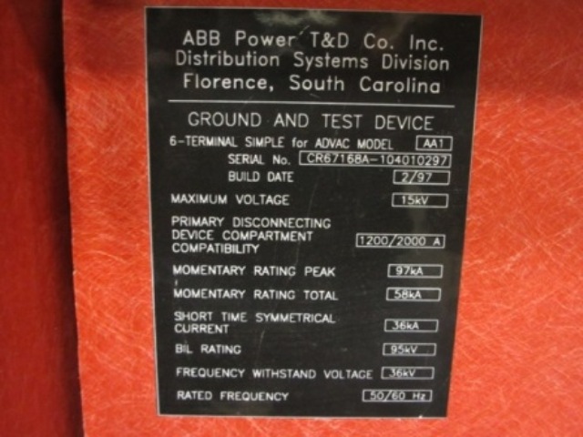 3000 Amp, ABB, ADVAC AA1, 5000 Volts, GROUND & TEST DEVICE - Image 3