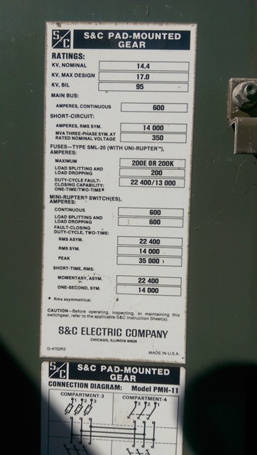 600 Amp, S & C, No. PMH-11, 14400 Volts, MINI-RUPTER SWITCH - Image 3
