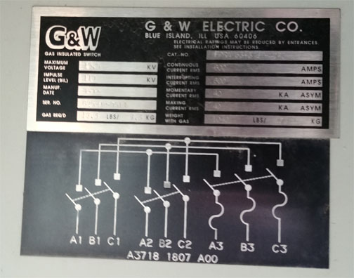 600 Amp, G & W, No. FPRAM33-376F-40PI, 15500 Volts, FUSED, 3-WAY GAS - Image 1
