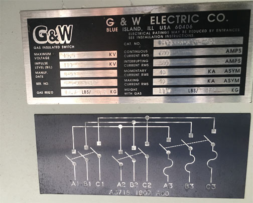 600 Amp, G & W, No. FPRAM33-376F-40PI, 15500 Volts, FUSED, 3-WAY GAS - Image 1
