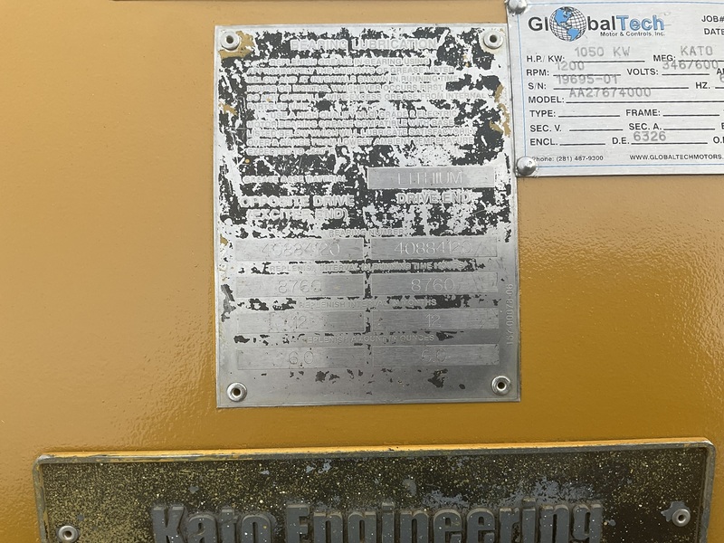 1050 KW, 1200 RPM, Kato #AA27674000, generator end, 346/600 Volts, 3-phase, rblt. - Image 5