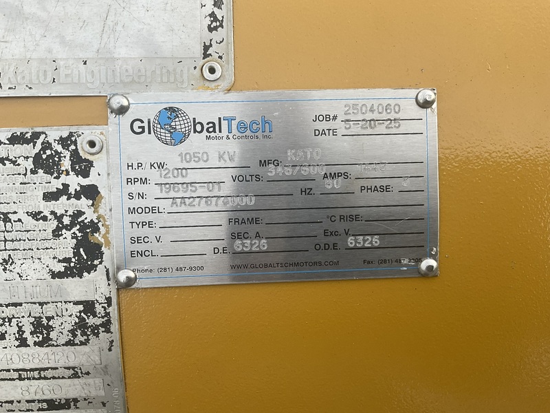 1050 KW, 1200 RPM, Kato #AA27674000, generator end, 346/600 Volts, 3-phase, rblt. - Image 8