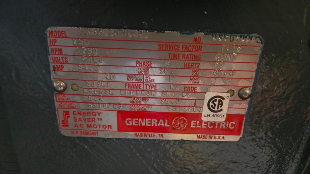 250 HP 1800 RPM General Electric, Frame 509LL, ODP, 2300 Volts - Image 2