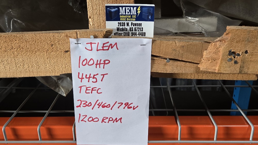 100 HP 1200 RPM JLEM, Frame 445T, TEFC, 230/460/796 Volts - Image 2