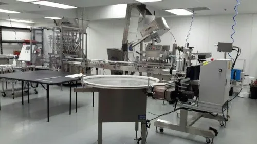 Accutek #AVF-10, Bottle Liquid Filling Line, 10-Head, 100 bottles/min., 42" diameter Feed Table, 15" - Image 1