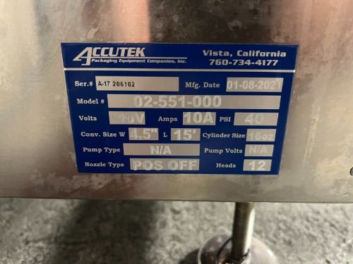 Accutek #AVF-10, Bottle Liquid Filling Line, 10-Head, 100 bottles/min., 42" diameter Feed Table, 15" - Image 5