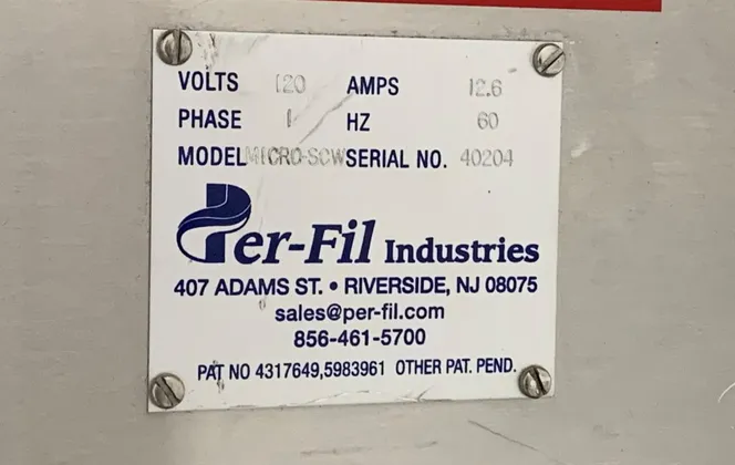 Per-Fil #Micro-SCW, loss in weight powder fill, 1-Head, 10-15 CPM, 96" L Bottle Conveyor, 120 V, 2012 - Image 2