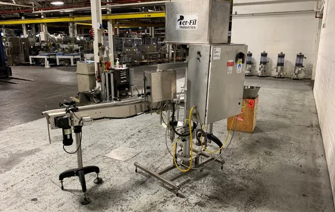 Per-Fil #Micro-SCW, loss in weight powder fill, 1-Head, 10-15 CPM, 96" L Bottle Conveyor, 120 V, 2012 - Image 4