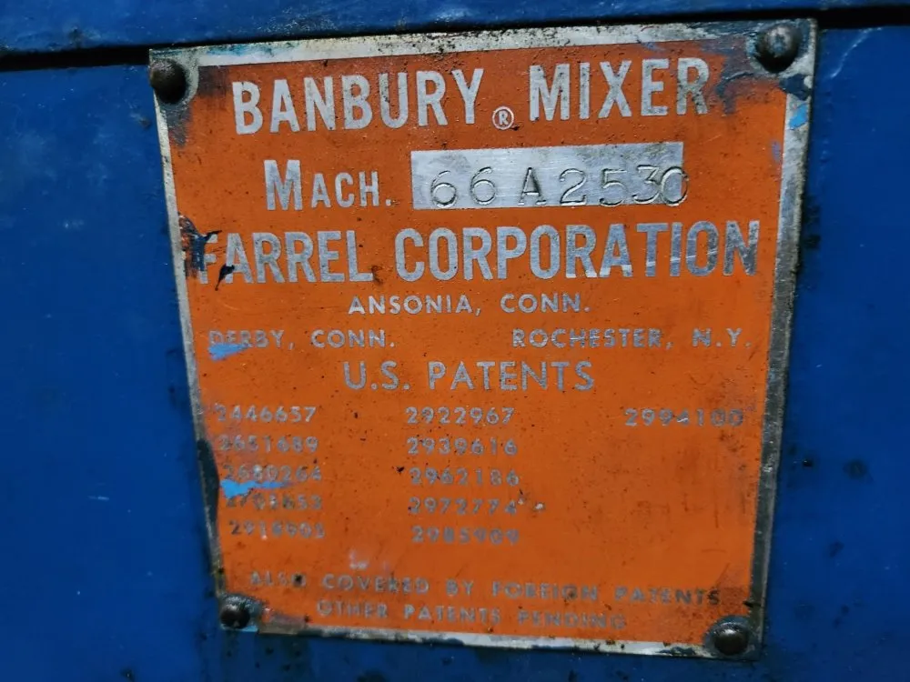 Farrel Banbury #BR, Mixer, carbon steel, 6" x 2.5" Feed Opening, 150 psi, 25/17/12/8.5 HP, 1750/1155/875/575 - Image 2