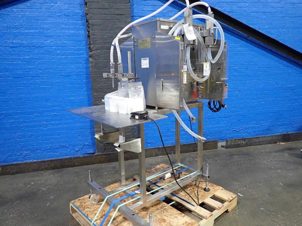 Filamatic #DAB-32-4, Piston Filling Unit, (2) Fill Heads w/Pumps, on stand, 220 V - Image 1