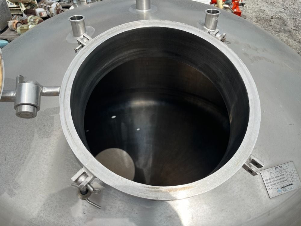 630 gallon Cherry Burrell, Receiver Tank, Stainless Steel, 72" diameter x 30" straight side, 18" Top Manway - Image 6