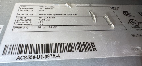20 HP ABB, ACH550-UH-031A-4, AC drives, 31 amp, 480 Volts, 3 phase, serial #2083301888 - Image 8