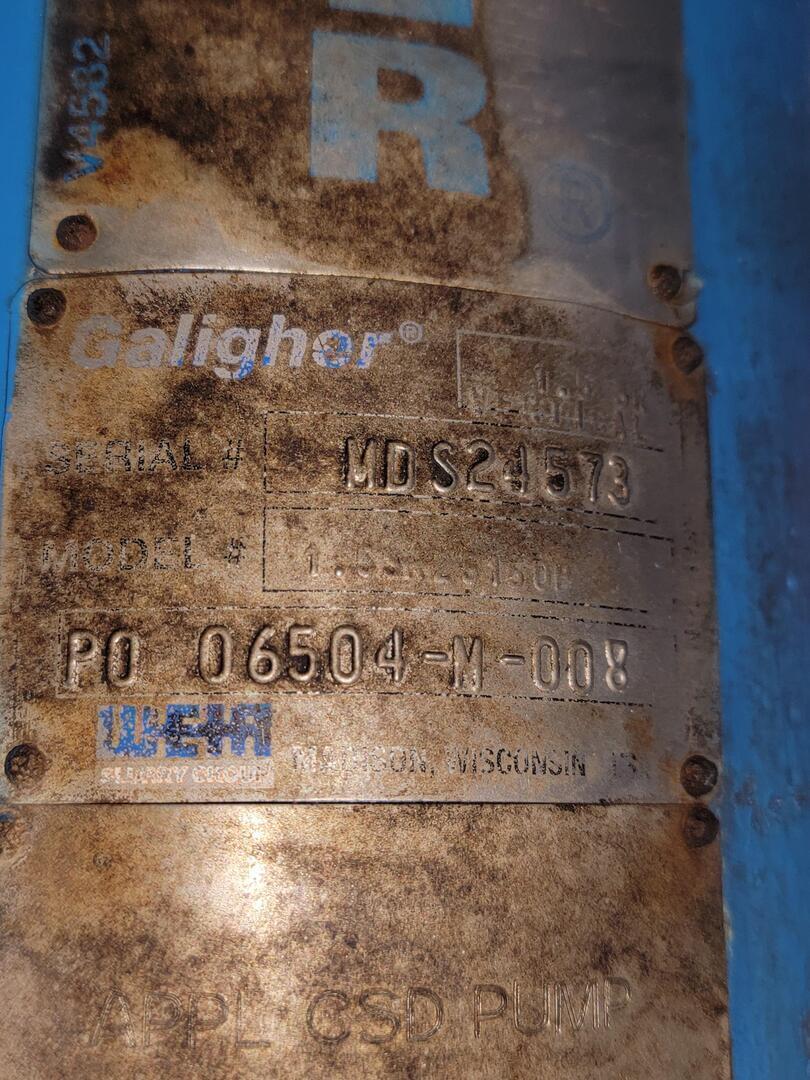 50 GPM @ 36' TDH, Weir #1.5SR, vertical submerisble pump with 7.5 HP motor - Image 2