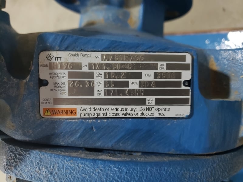 Goulds #HT96, pump assembly with 15 HP Teco Westinghouse motor, 80 GPM, 575 V., 2012 - Image 2