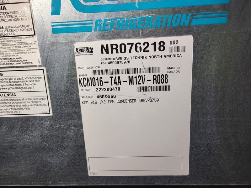 Keeprite #KCM016-T4A-M12V-R088, 13900 cfm air cooled condenser - Image 2
