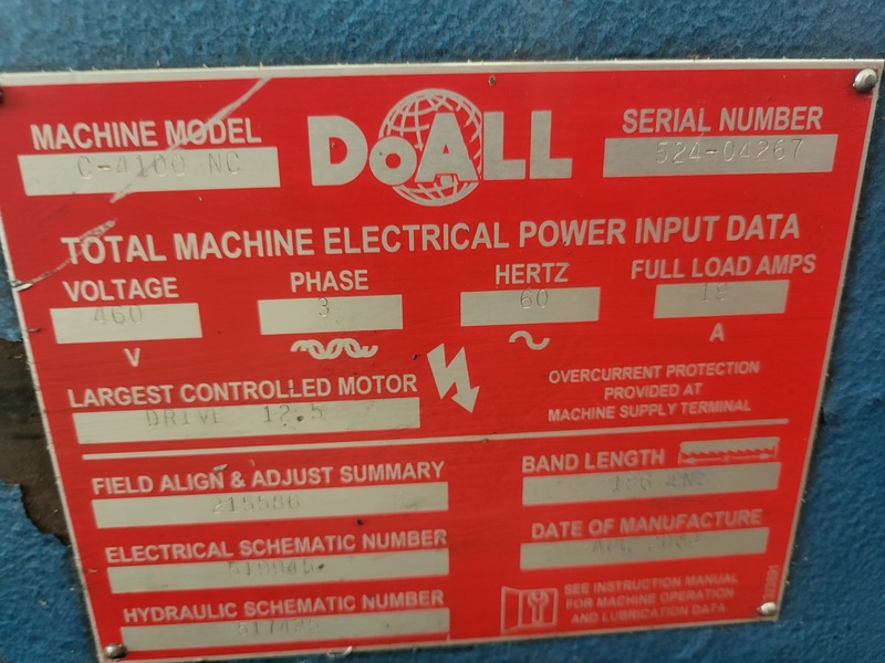 14" x 16" DoAll #C-4100NC, prog automatic horizontal band saw, 40-360 FPM, 1.5" x 0.05" x 183" blade, 21" - Image 7