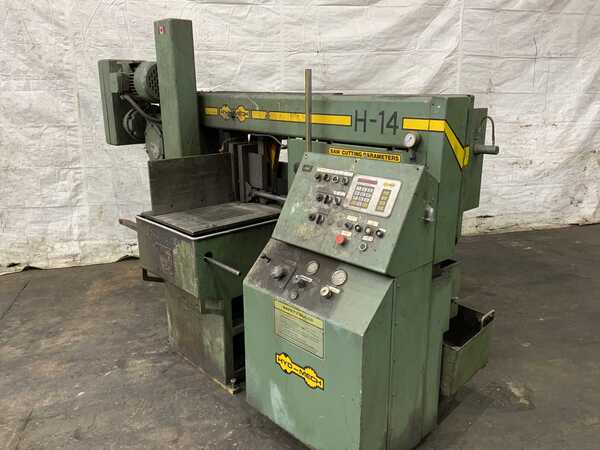 14" x 14" Hyd-Mech #H-14A, horizontal band saw, 15' 4" x 1-1/2" blade, power down feed, 60-350 SFM - Image 1