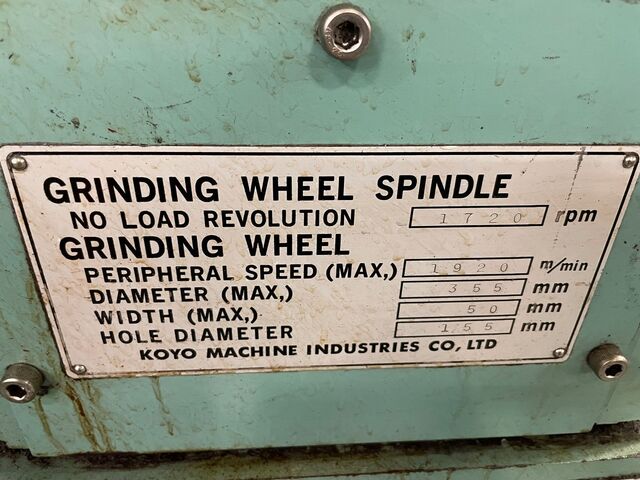 Koyo #HD3C, rotary style horizontal disc grinder, 1740 RPM, 10 HP motor, 12" x 1.9" x 6.1" wheel, 1999 - Image 4