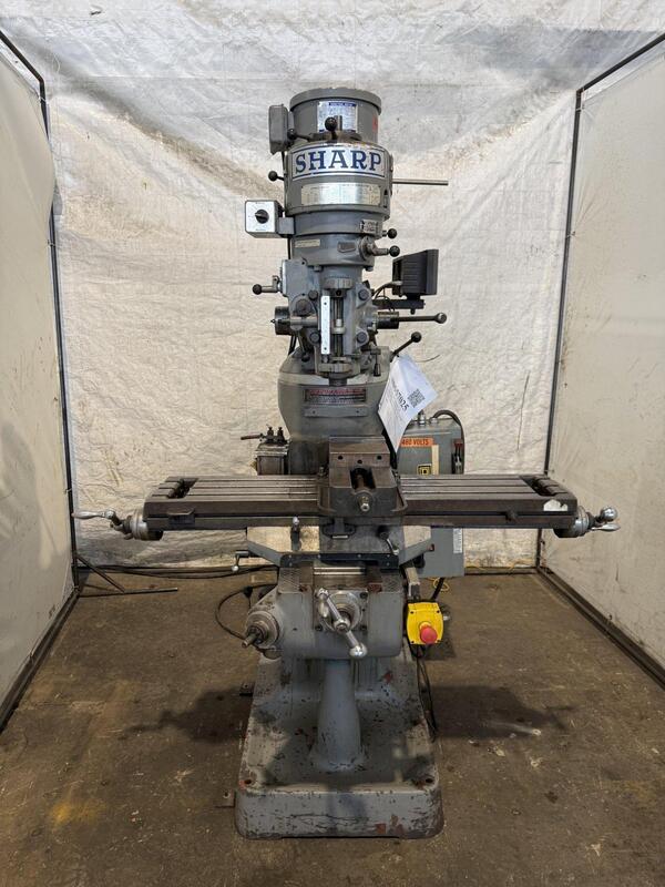 Sharp, vertical mill, 9" x42" tbl., 2 HP, Accu-Rite digital read out, 6" Kurt vise - Image 1