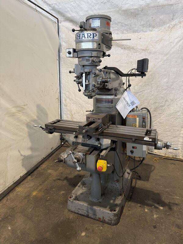 Sharp, vertical mill, 9" x42" tbl., 2 HP, Accu-Rite digital read out, 6" Kurt vise - Image 3