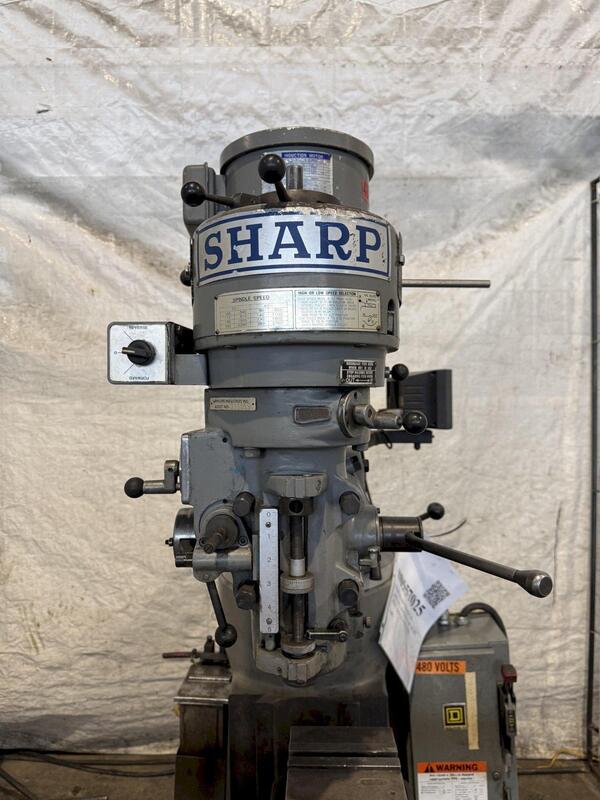 Sharp, vertical mill, 9" x42" tbl., 2 HP, Accu-Rite digital read out, 6" Kurt vise - Image 4