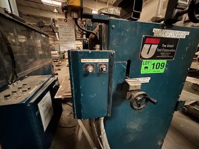 14" Union Tool #Series-15-C, Dual Lane Laminator Line, lay-up, in & outfeed conveyors, w/ unloader, hot melt - Image 2