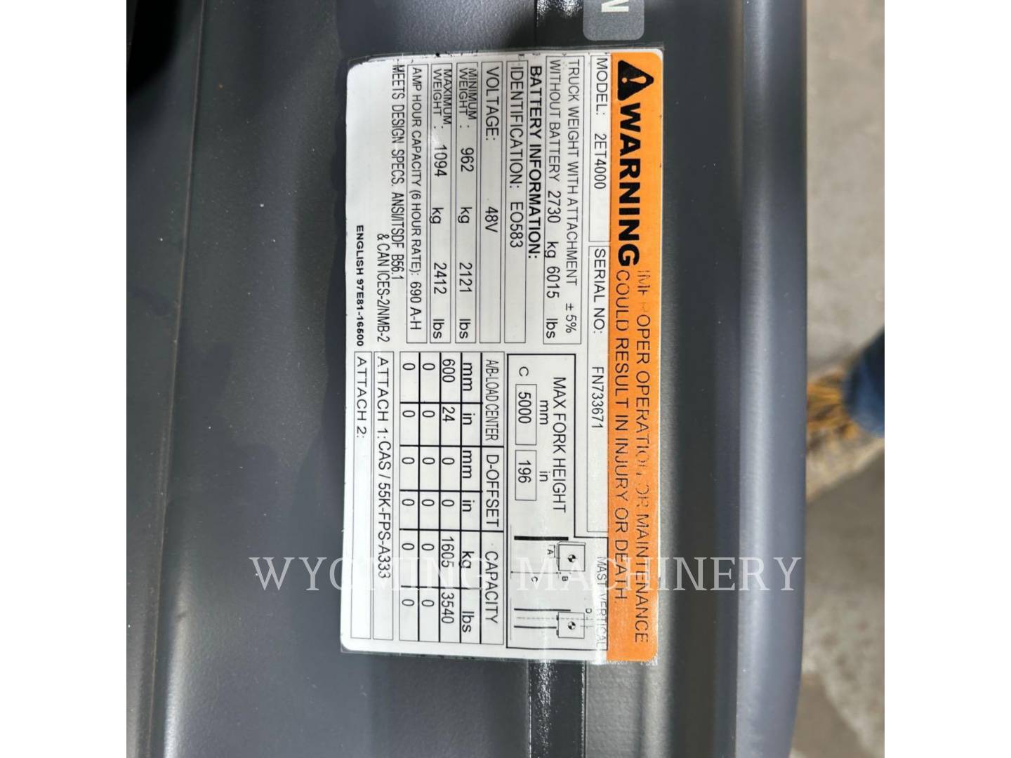 Mitsubishi Forklifts 2ET4000, Forklift, S/N: FN733671, 2024 - Image 6